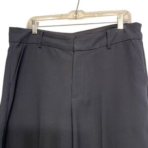 Madewell size 12 black high waist wide leg dress pants w/ pockets cropped ankle